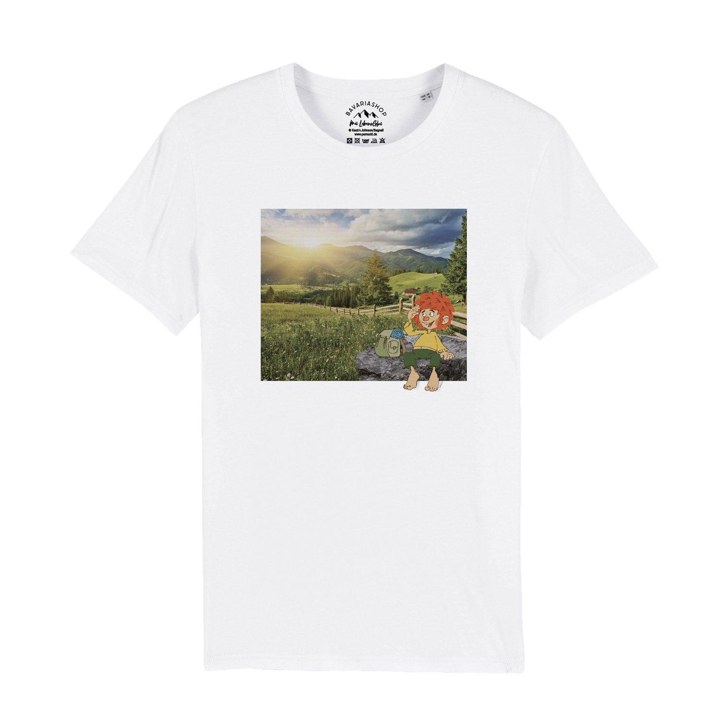 Herren-T-Shirt mit Pumuckl-Motiv in Retro-Optik auf der Brust, aus 100 % Bio-Baumwolle, 180 g/m².