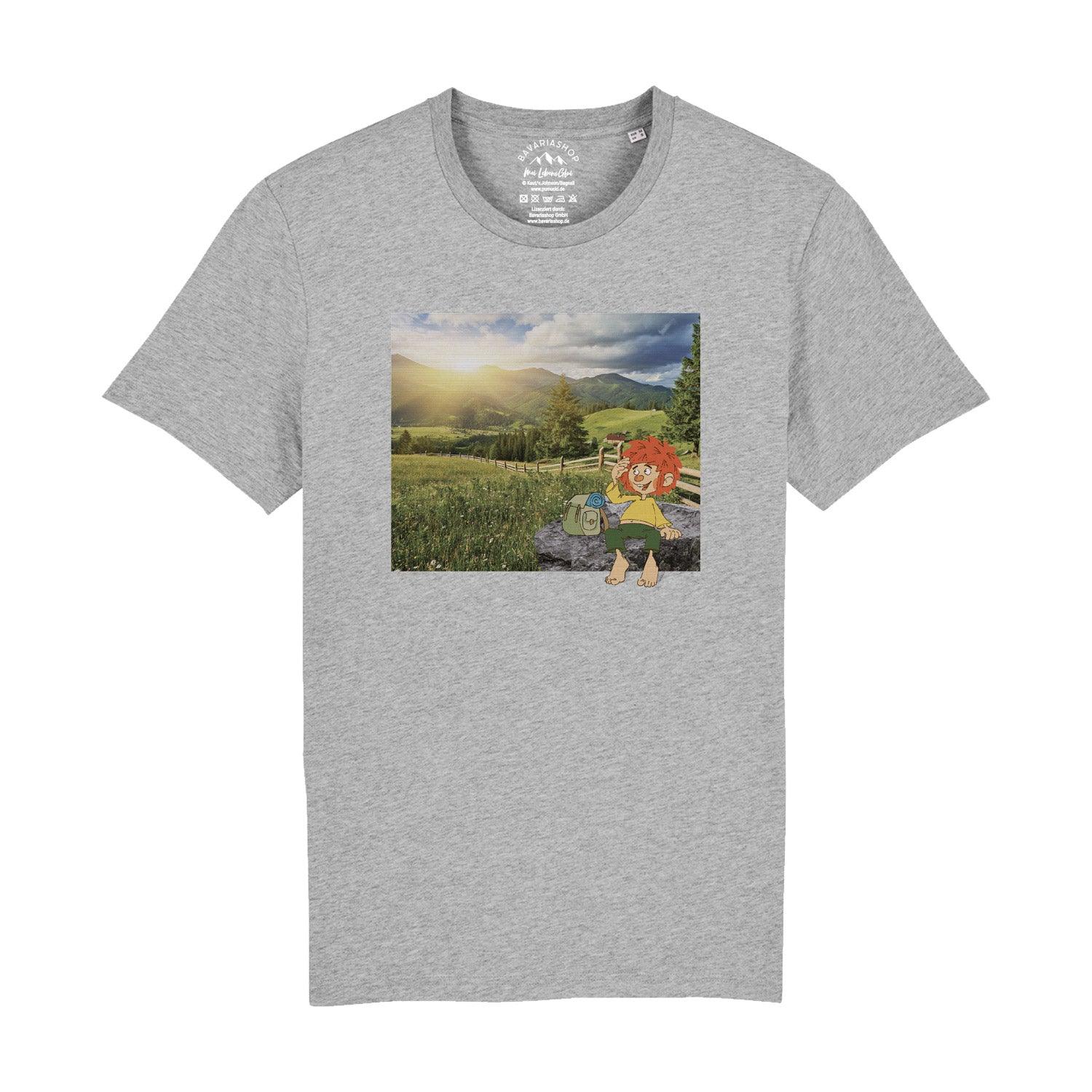Herren-T-Shirt mit Pumuckl-Motiv in Retro-Optik, Rundhalsausschnitt, aus 100 % Bio-Baumwolle, 180 g/m².