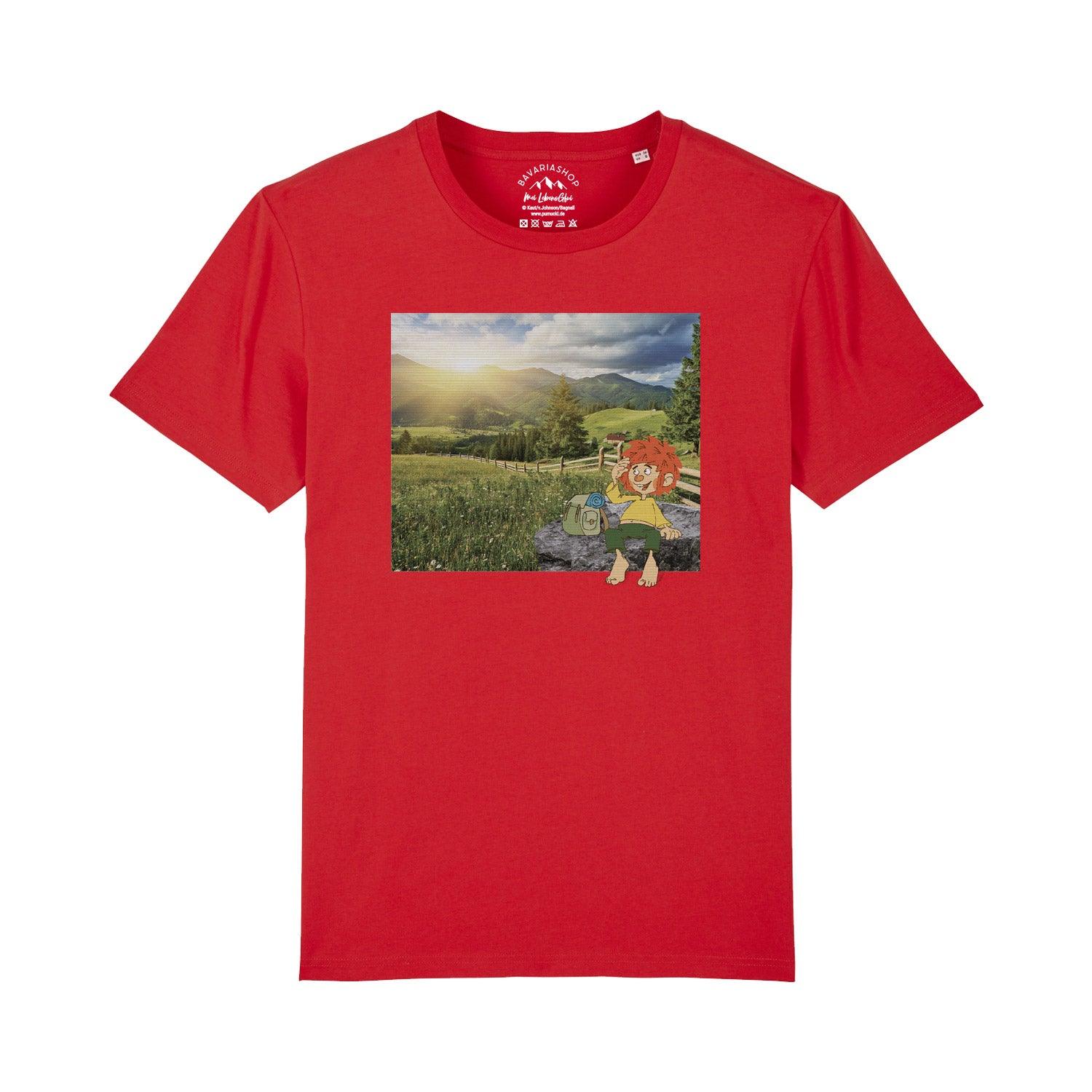 Herren T-Shirt mit Pumuckl-Motiv in Retro-Optik, Rundhalsausschnitt, aus 100 % Bio-Baumwolle, 180 g/m².