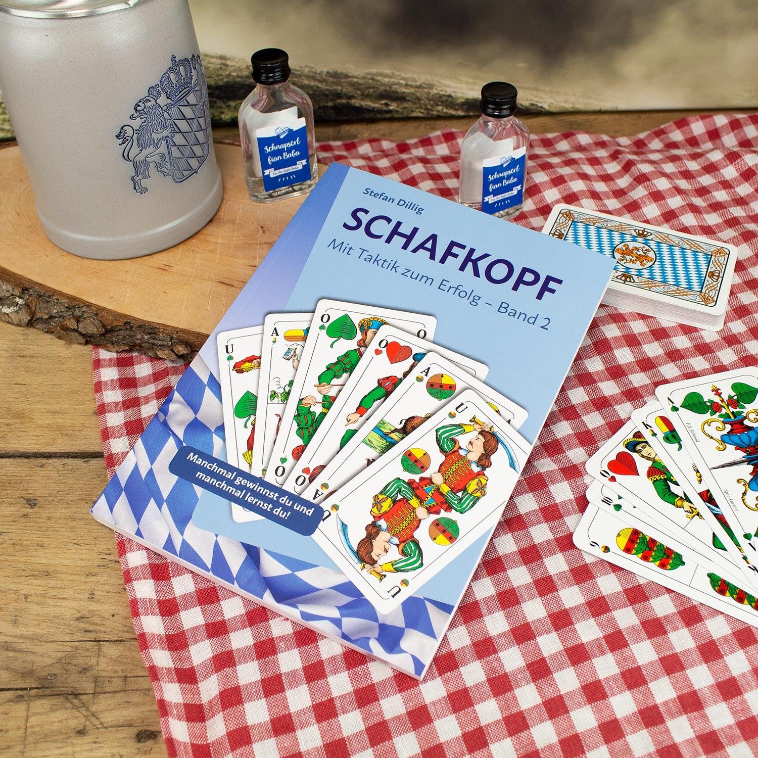 Buch „Schafkopf: Mit Taktik zum Erfolg – Band 2“ mit rotem Cover und weißem Titel-Schriftzug, Softcover-Ausgabe.