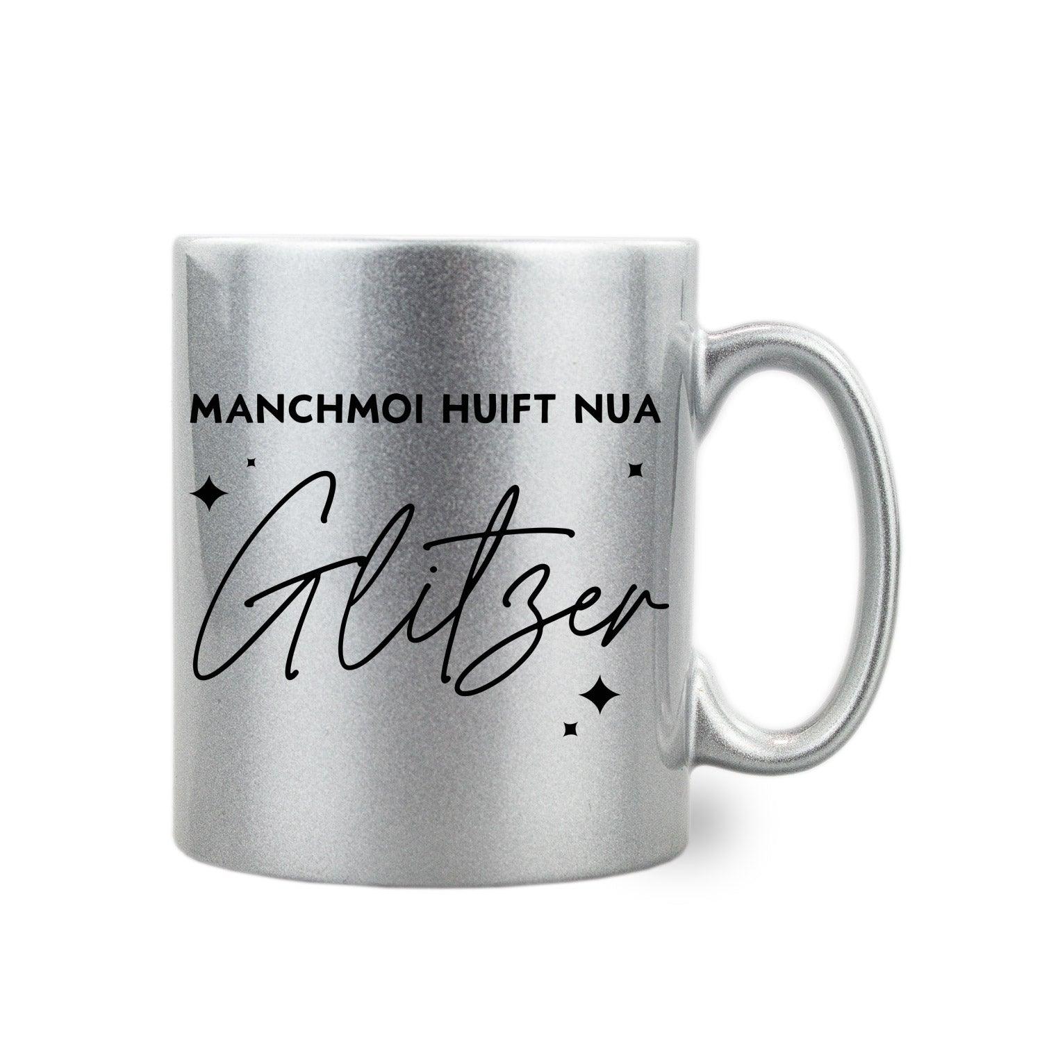 Silber-Glitzer-Haferl "Manchmoi huift nua Glitzer" - bavariashop - mei LebensGfui