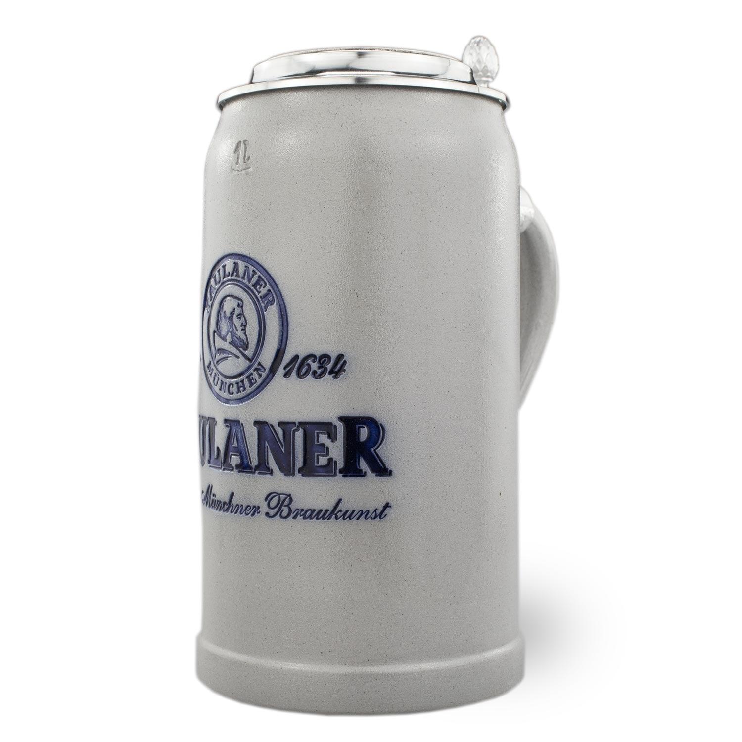 Steinkrug "Paulaner" salzglasiert mit Zinndeckel - bavariashop - mei LebensGfui