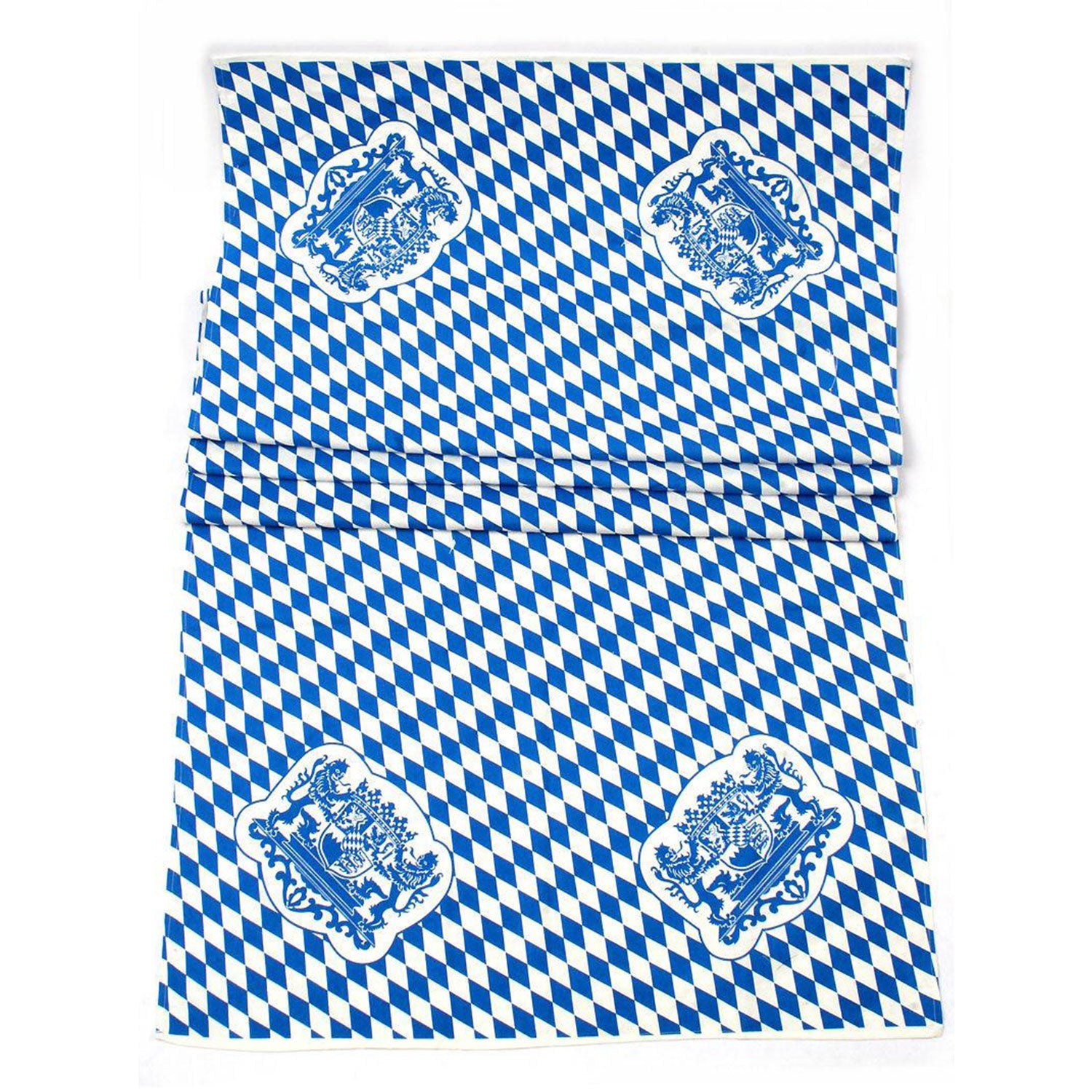Tischdecke mit weiß-blauem Rautenmuster in rechteckiger Form aus 100 % Baumwolle, ca. 260 × 80 cm