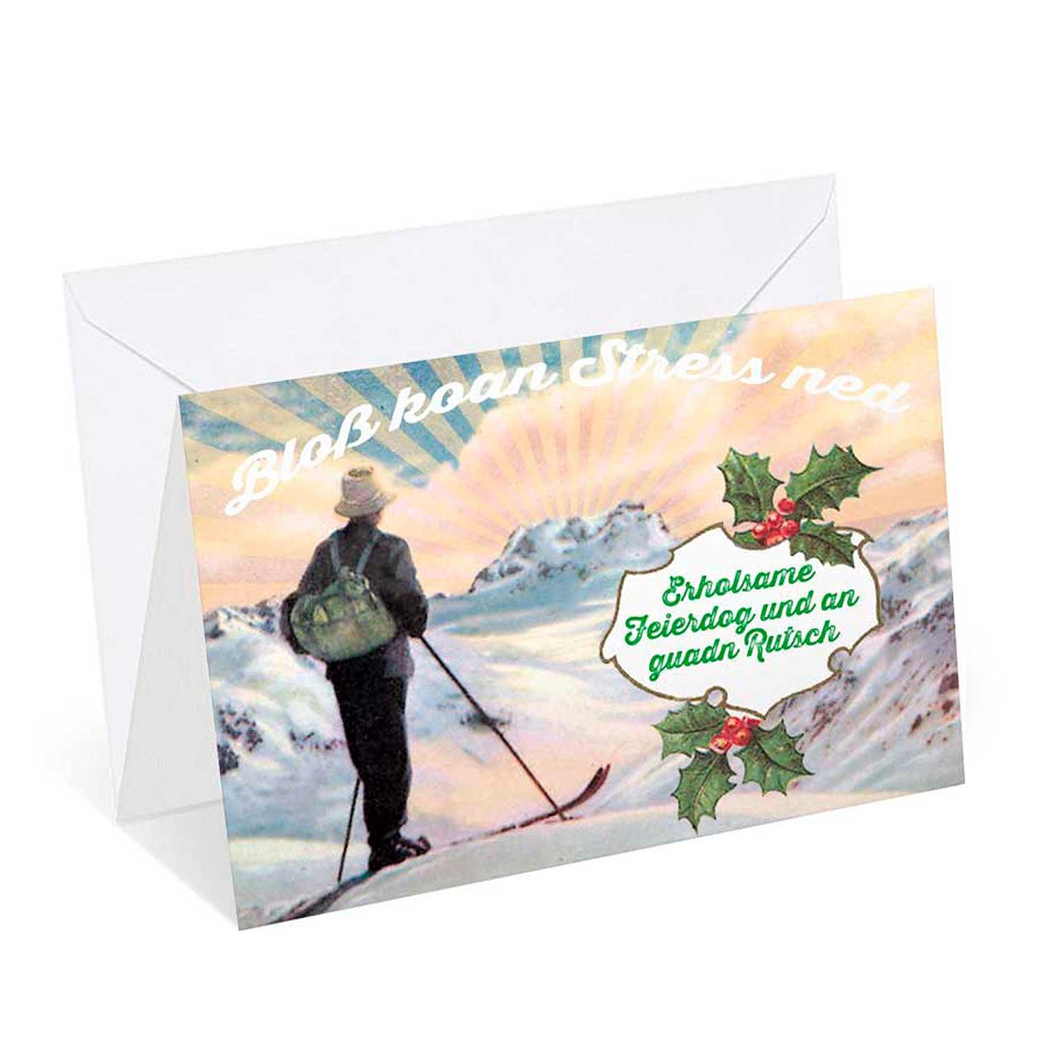 Weihnachtskarte "Bloß koan Stress" - bavariashop - mei LebensGfui