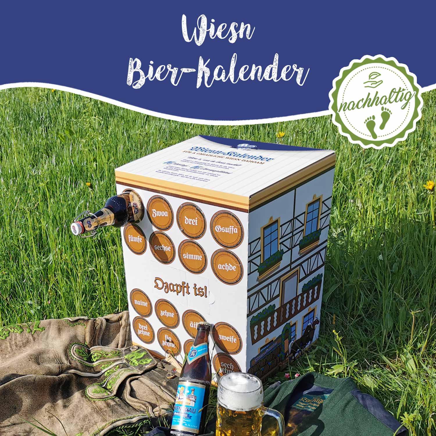 Oktoberfest Bier-Set mit 16 original Wiesn-Bieren in Glasflaschen und 0,5 l Isarseidel, 8 Liter Gesamtvolumen