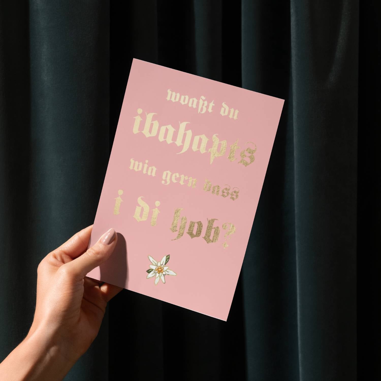Glückwunschkarte "wia gern i di hob"