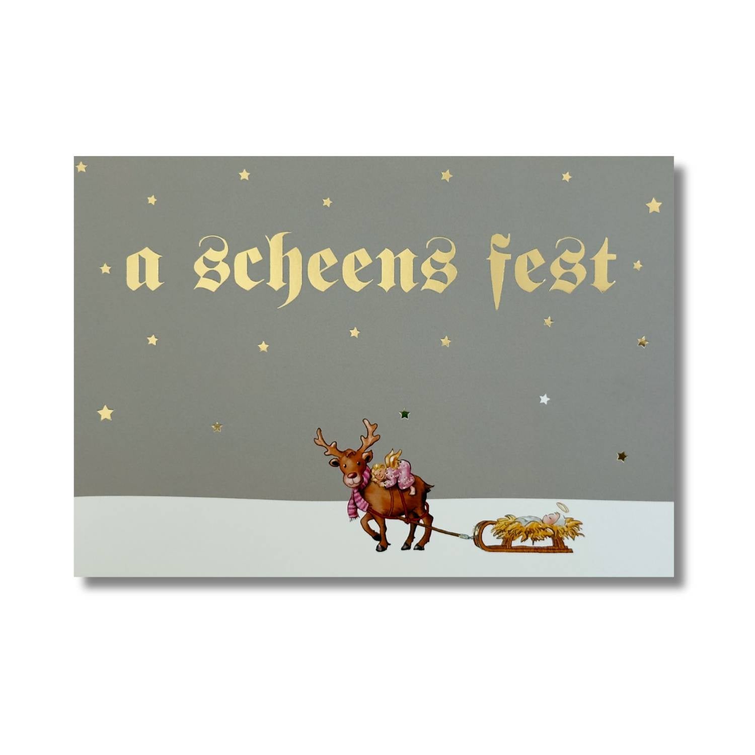 Glückwunschkarte "a scheens Fest - Christkind"