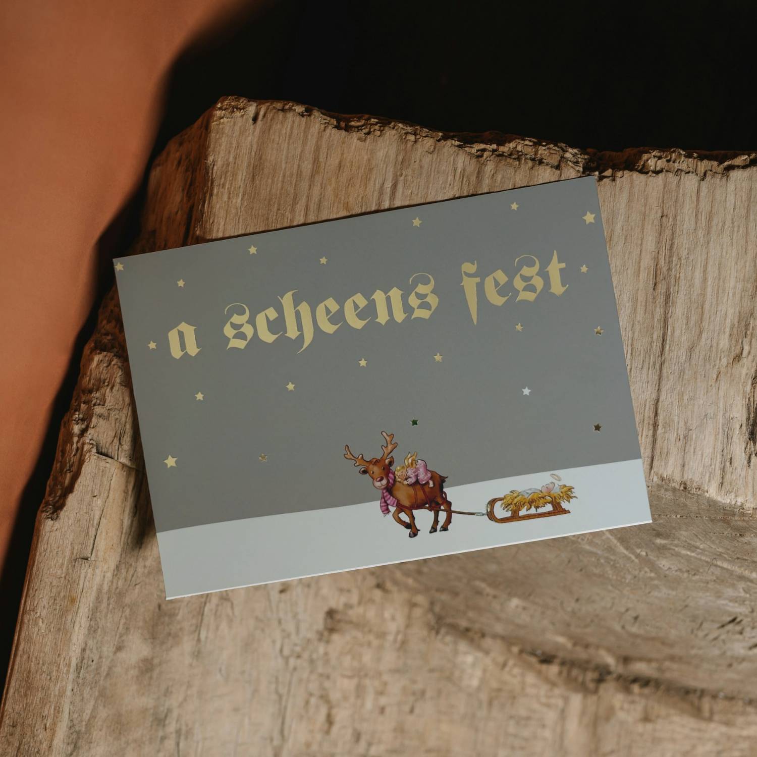 Glückwunschkarte "a scheens Fest - Christkind"