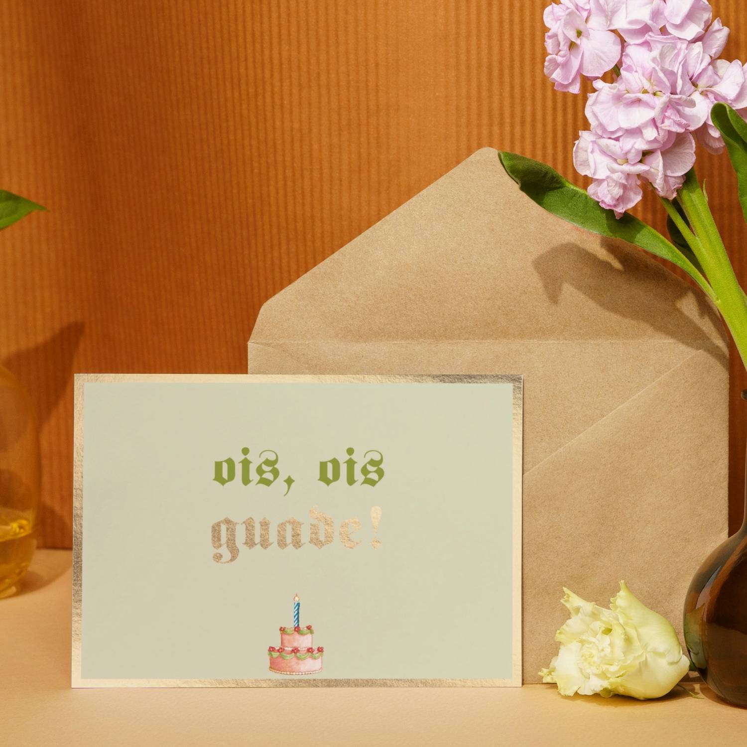 Glückwunschkarte "ois, ois Guade"