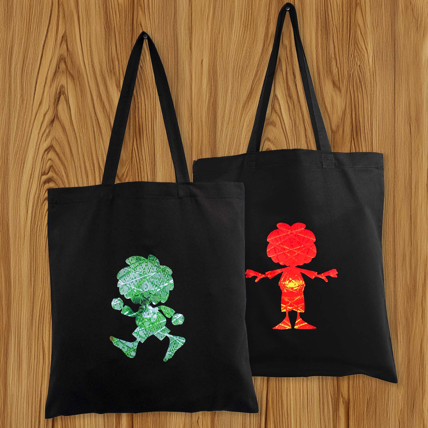 Baumwolltasche mit Pumuckl-Motiv im Ampel-Design, zwei langen Henkeln, offizielles Lizenzprodukt, 37,5 x 41,5 cm.