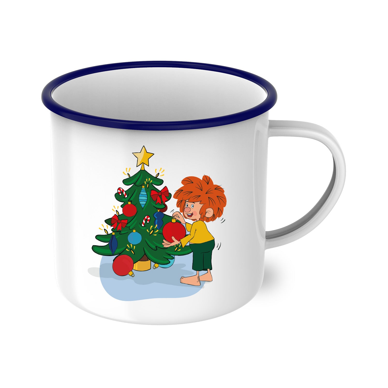 ®Pumuckl Emaille-Tasse "Weihnachten" personalisierbar