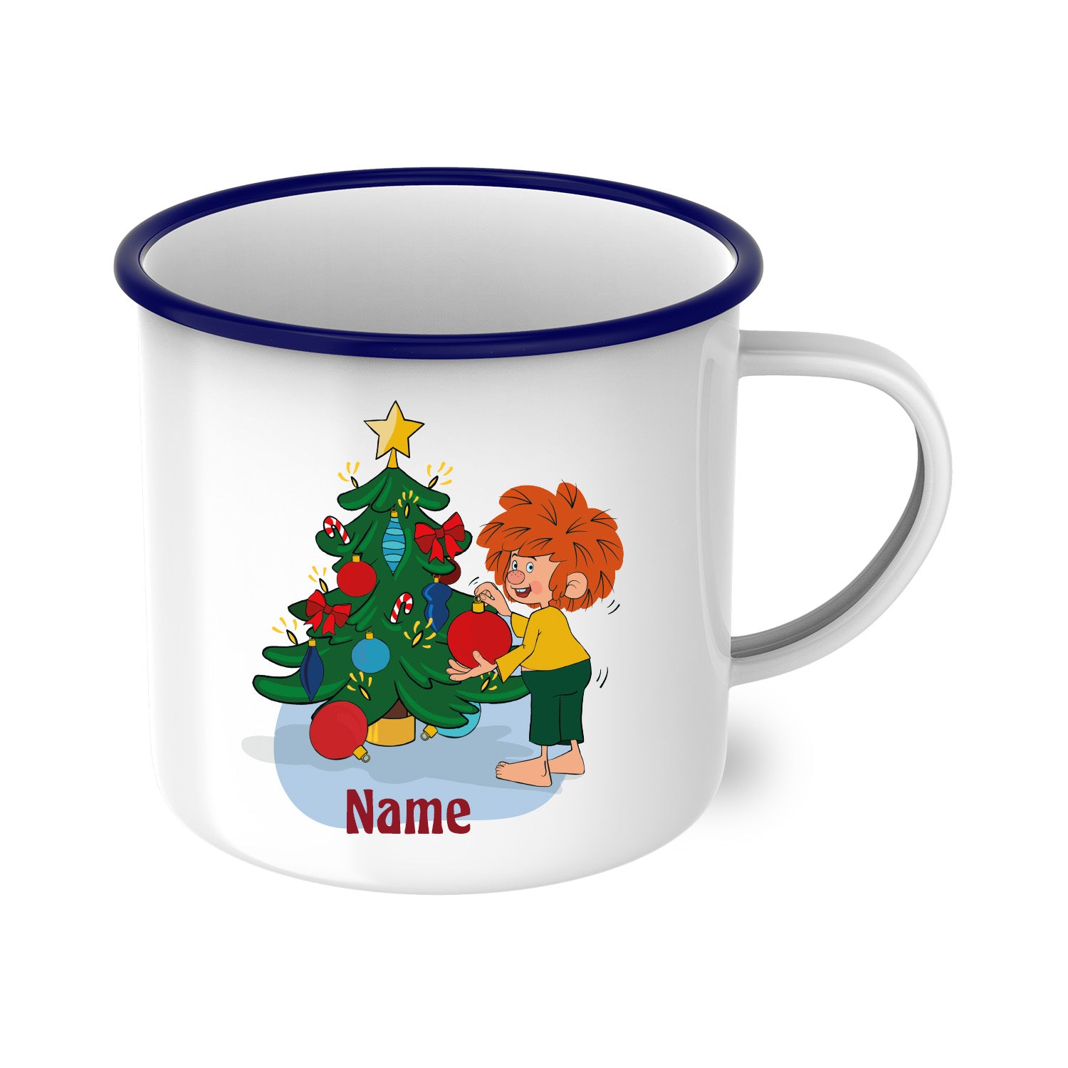 ®Pumuckl Emaille-Tasse "Weihnachten" personalisierbar