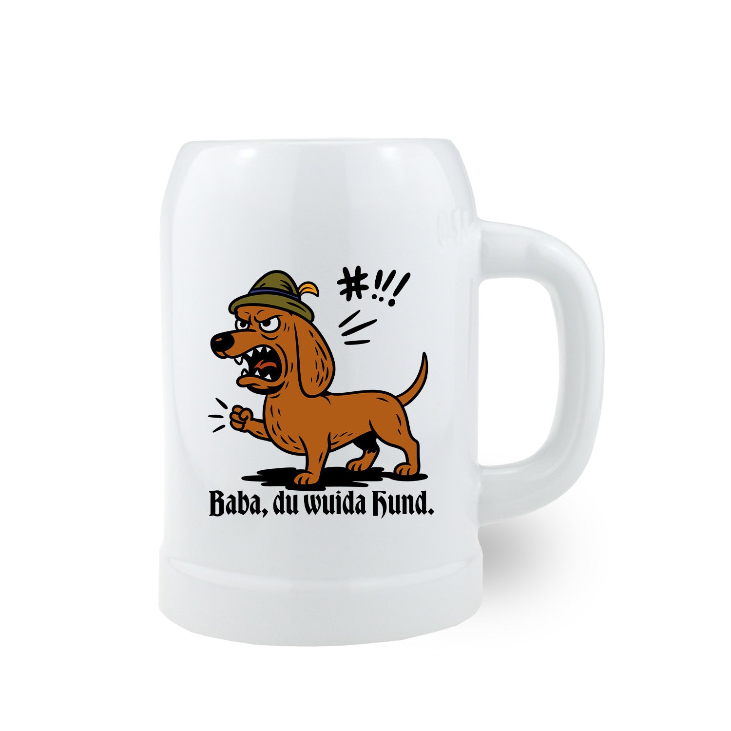 Bierkrug "Baba, du wuida Hund"