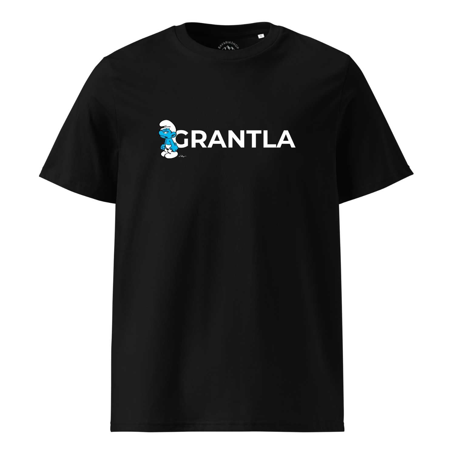 Herren T-Shirt mit Schlümpfe-Motiv und Schriftzug „Grantla“ auf der Front, aus 100 % Bio-Baumwolle.