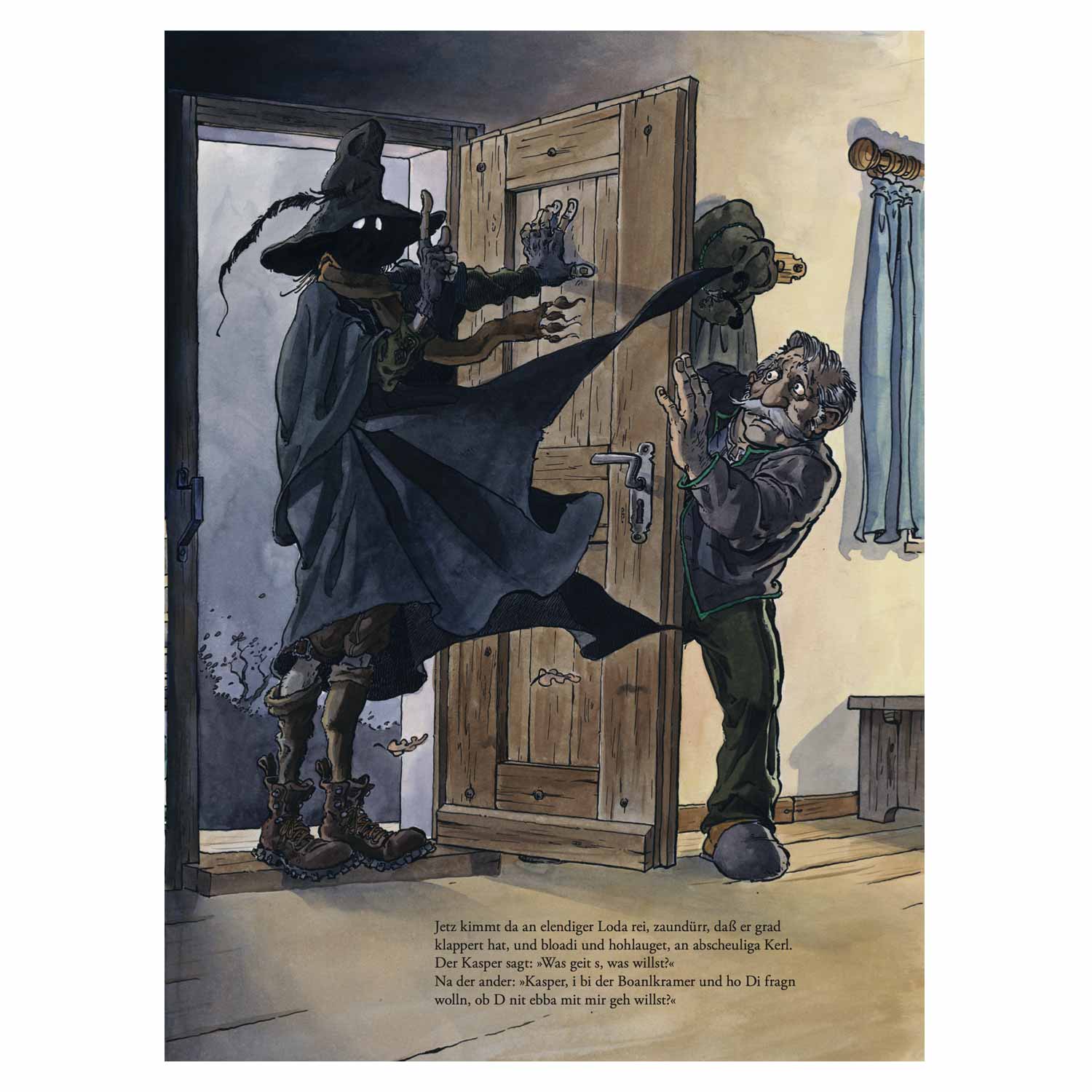 Buch „De Gschicht vom Brandner Kasper“ mit Boandlkramer-Motiv, Hardcover, Format 21 × 28,5 cm.