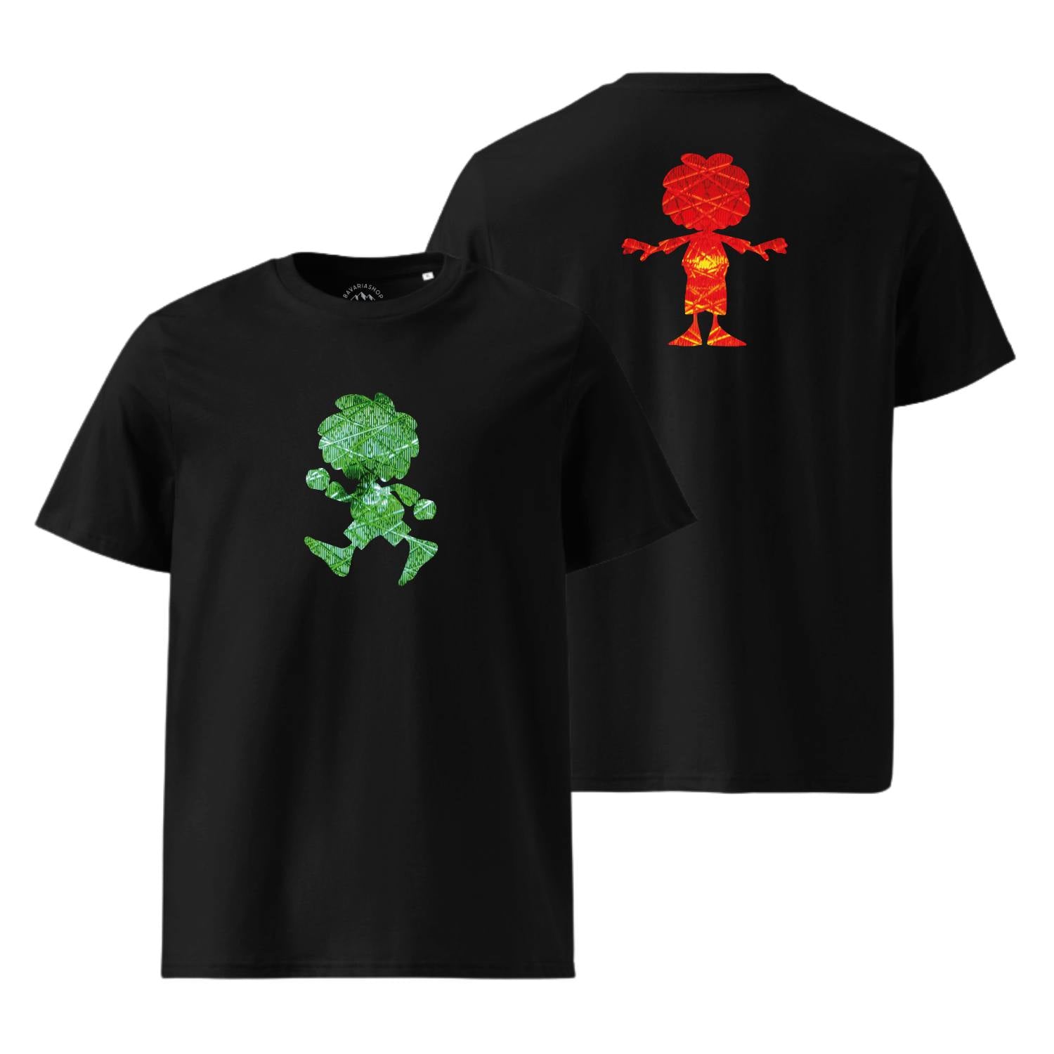 Herren T-Shirt mit Pumuckl-Motiv vorne und Pumuckl-Ampel-Print hinten, aus 100 % Bio-Baumwolle, Sonderedition.
