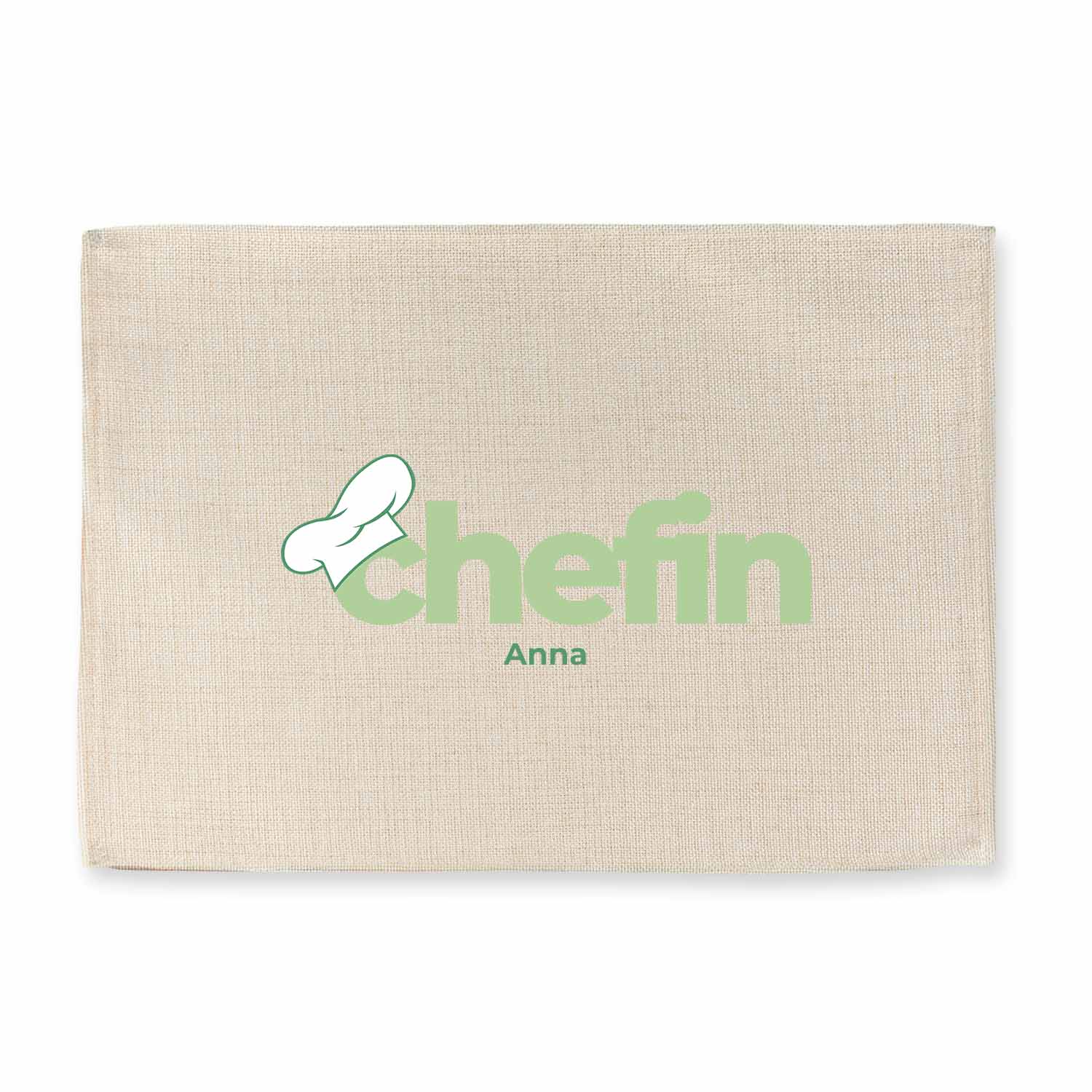 Abwaschbares Tischset mit bayerischem Schriftzug „Chefin“ und Wunschname im Jute-Look, rechteckig, 40,5×30,5 cm