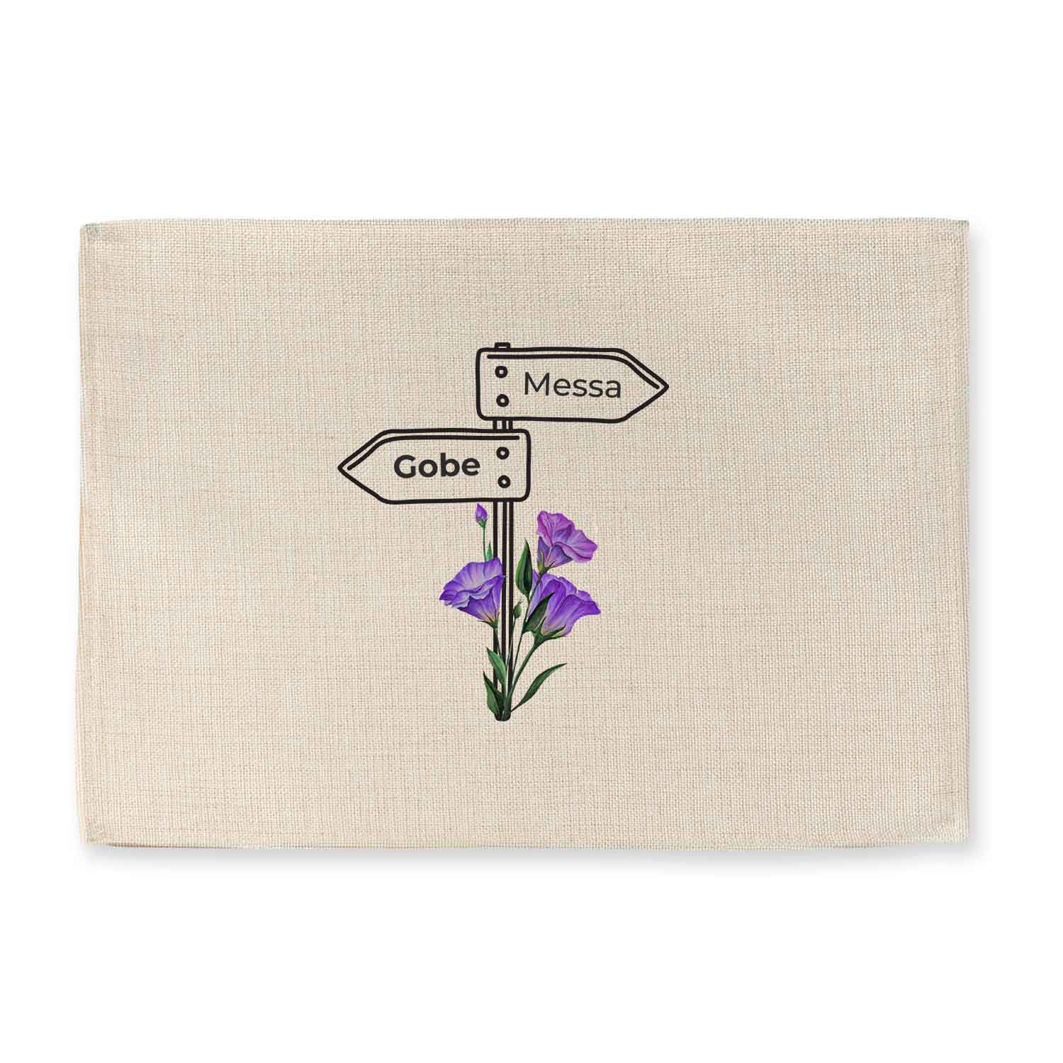 Abwaschbares Tischset im Jute-Look mit bayerischem Wegweiser-Motiv und Spruch, rechteckig, 40,5 × 30,5 cm.