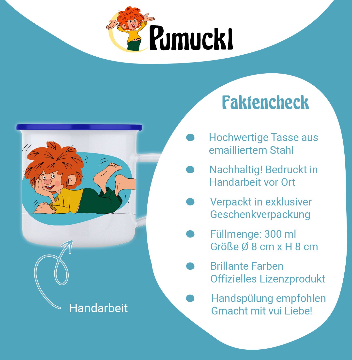 ®Pumuckl Emailletasse "Schaumamoi"