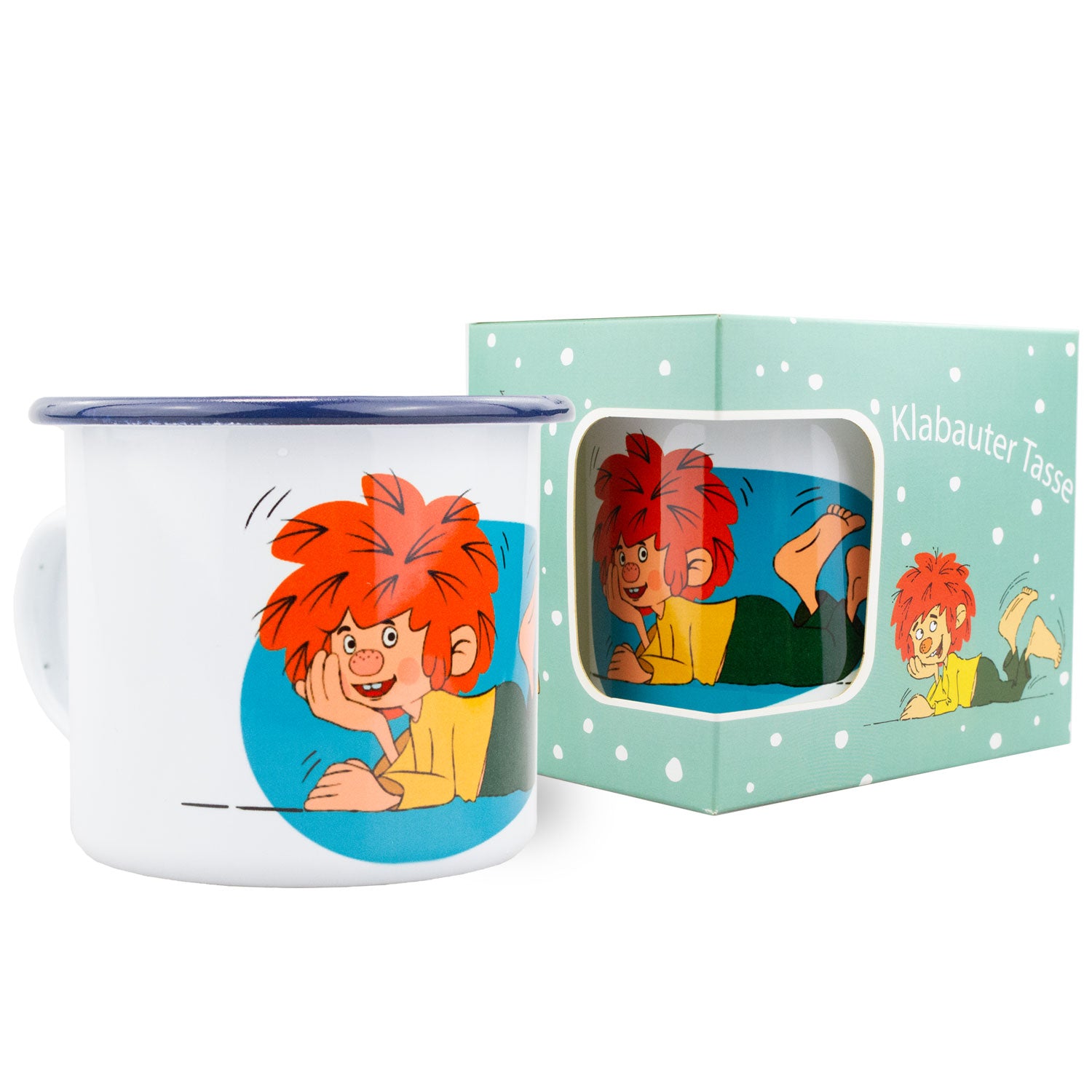 ®Pumuckl Emailletasse "Schaumamoi"