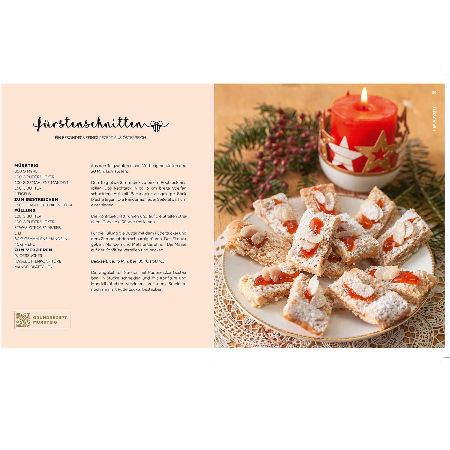 Hardcover-Buch mit bayerischen Weihnachtsrezepten, Rezeptideen zum Kochen, Backen und Basteln, ca. 19 x 24 cm.