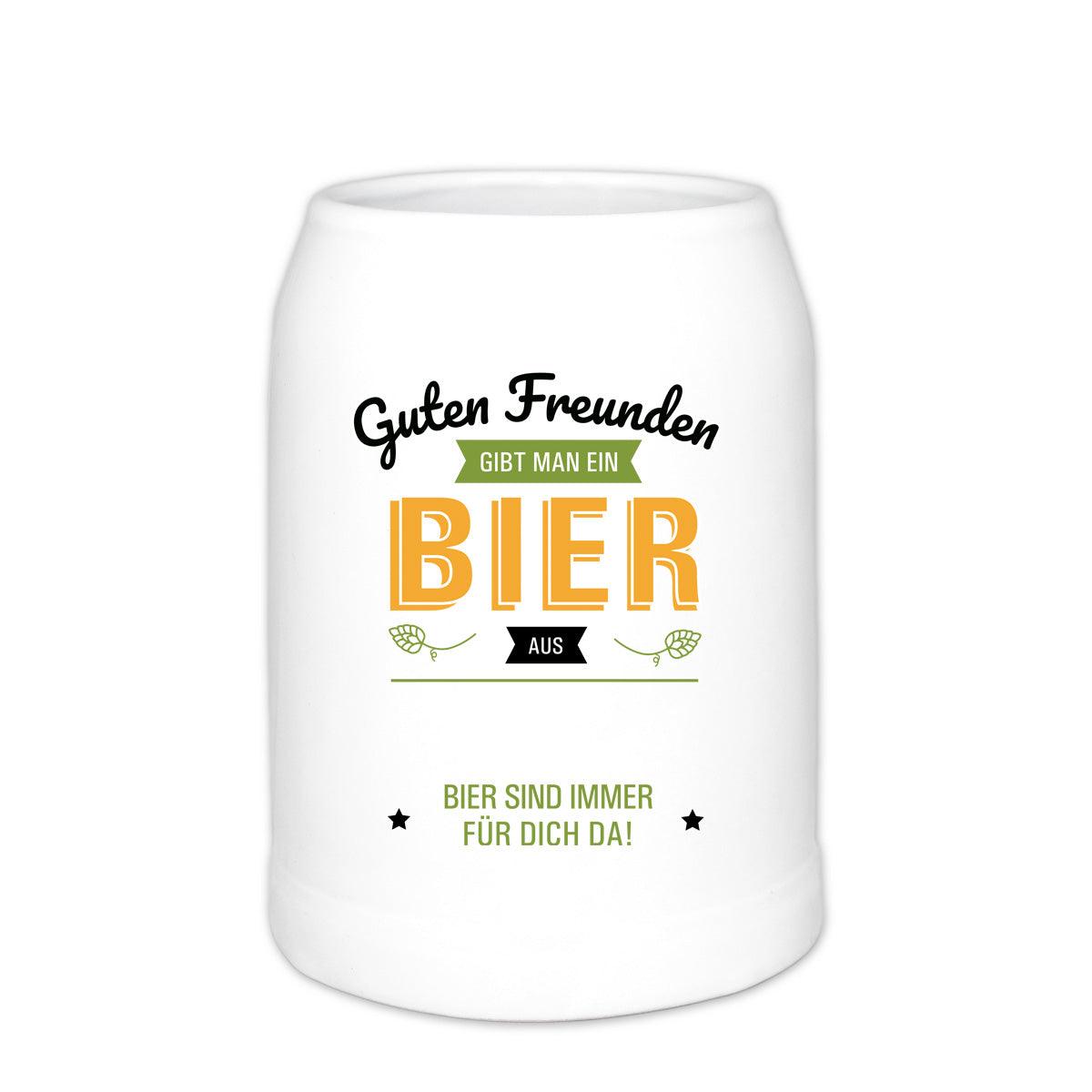 Personalisierter Bierkrug aus Klarglas mit schwarzem Gravur-Schriftzug „Immer für dich da“ und individuellem Namen, 0,5 l.