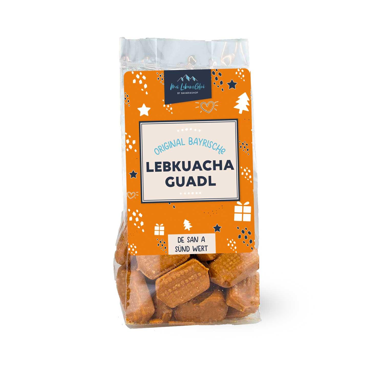 Gefüllte Bonbons mit original Lebkuchengewürz, rund, braun-transparent, gemischt, 150 g Packung.