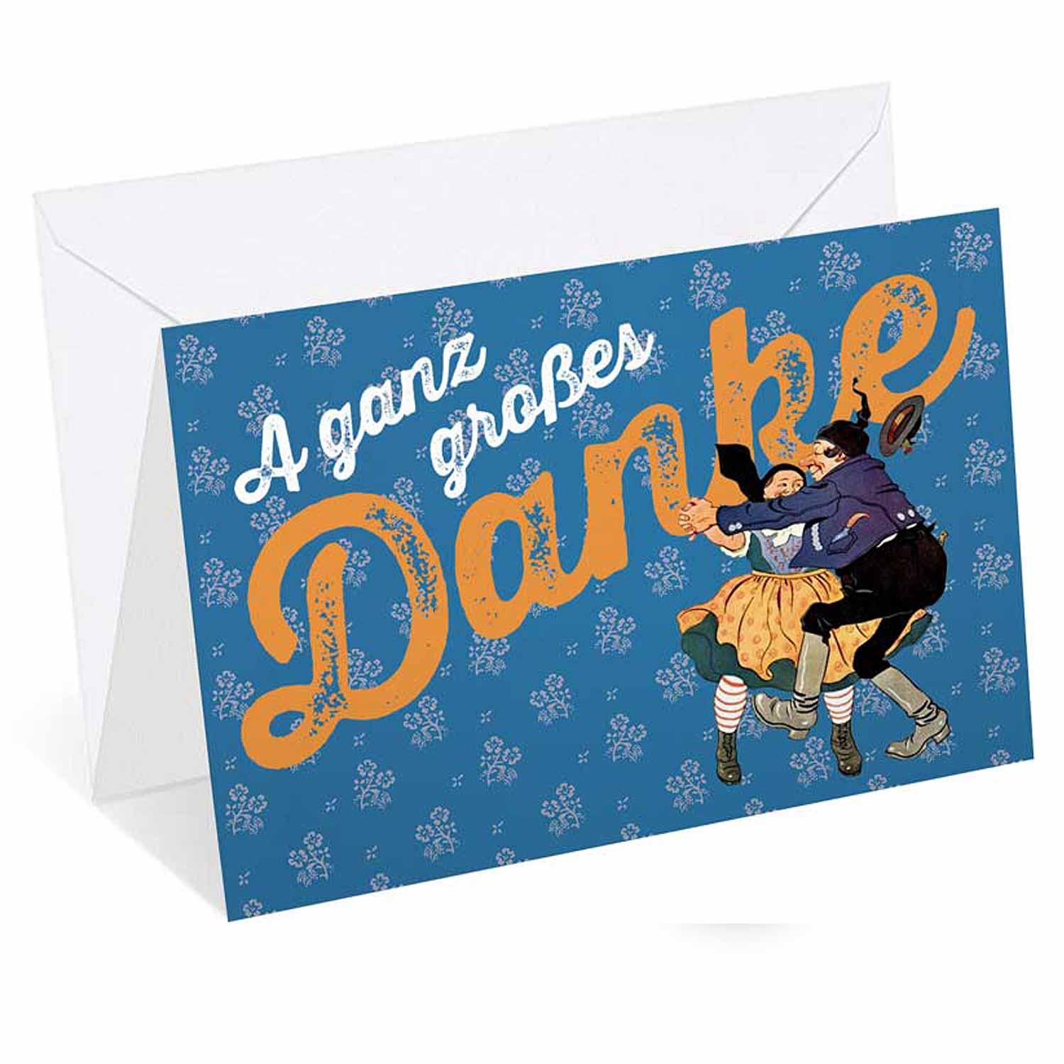 Glückwunschkarte mit glänzendem Schriftzug „A ganz großes Danke“, Doppelkarte mit Glitter-Veredelung, inkl. weißem Kuvert, 12 x 17,5 cm.