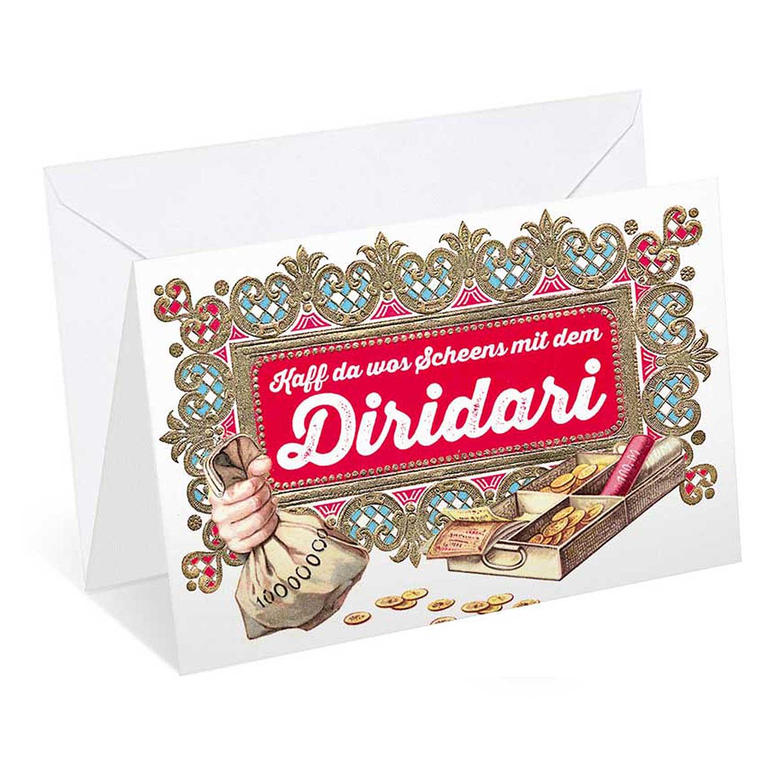 Glückwunschkarte "Gutschein Diridari" - bavariashop - mei LebensGfui