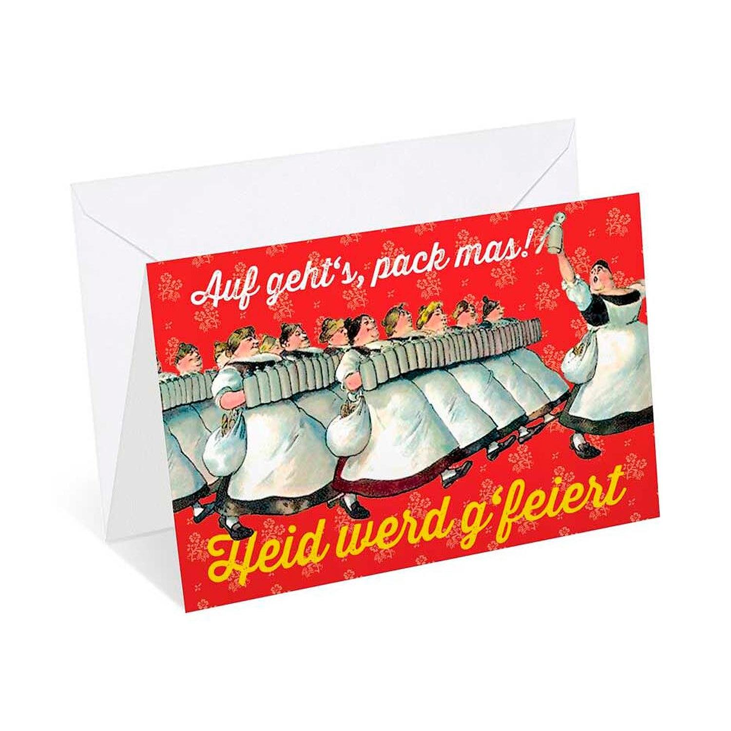 Glückwunschkarte "Heid werd g'feiert" - bavariashop - mei LebensGfui