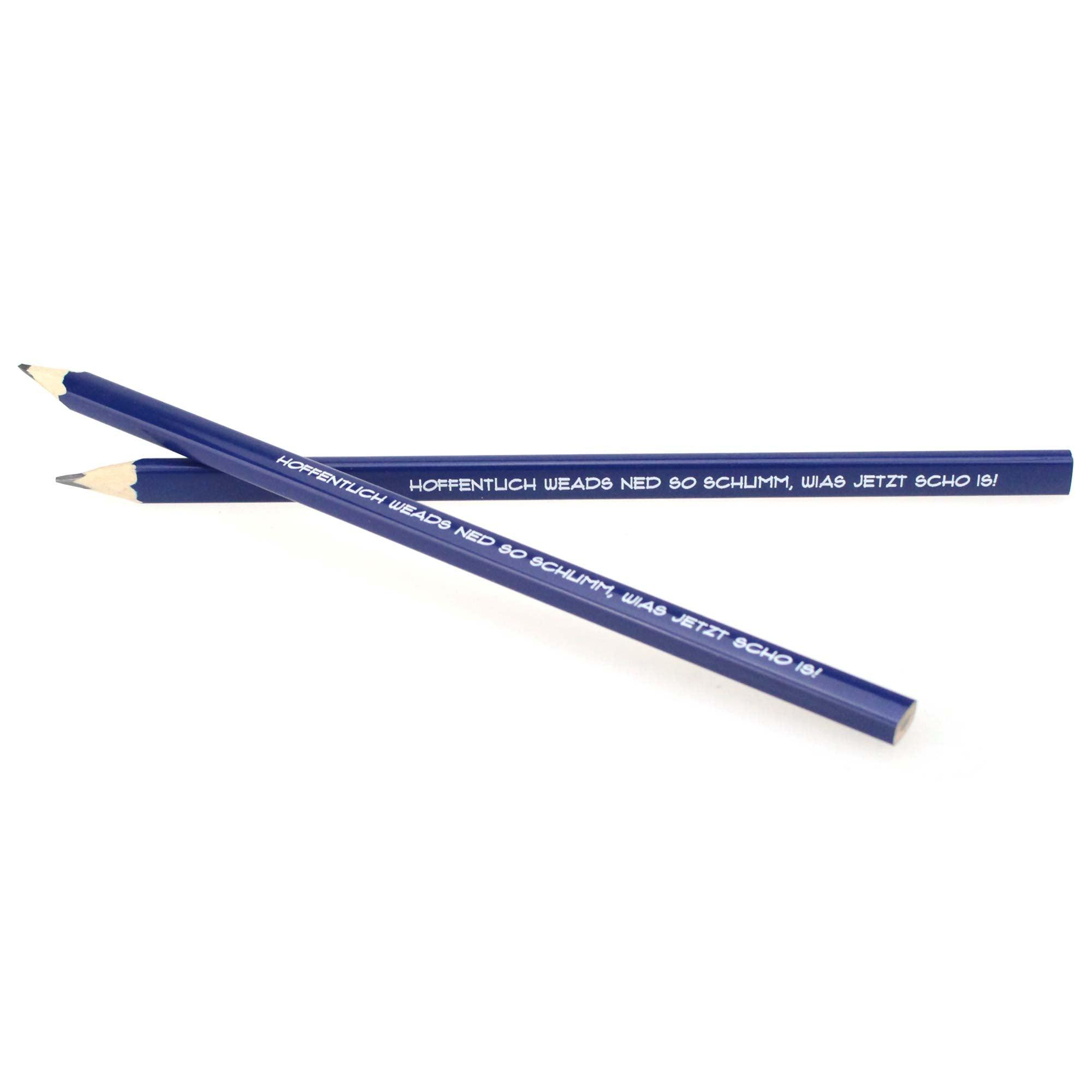 Handwerkerset mit bedrucktem Zollstock aus Buchenholz und passendem Bleistift mit Schriftzug „Basst scho“