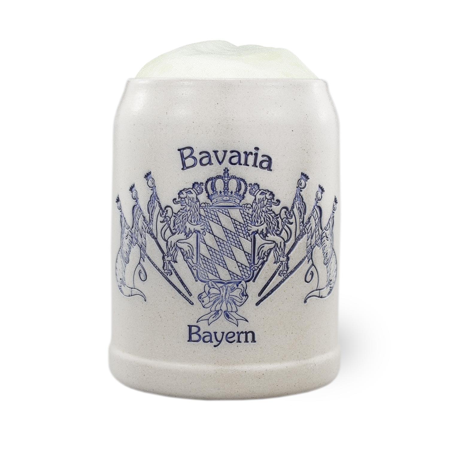 PREMIUM Bierkrug "Bayernwappen mit Fahnen" - bavariashop - mei LebensGfui