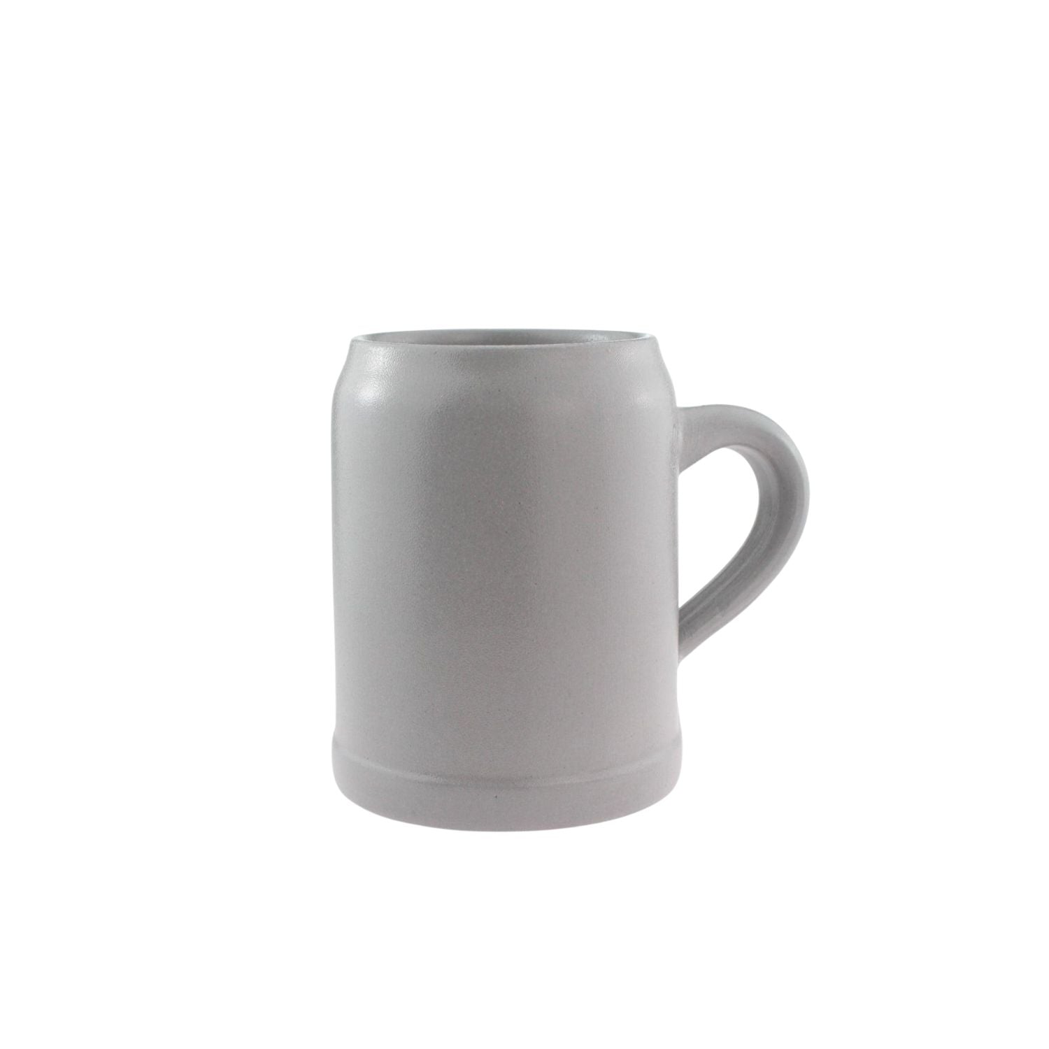 Grauer Steinkrug mit Henkel, ideal für Gravuren, traditioneller Bierkrug, schlichtes Design, PREMIUM Qualität.