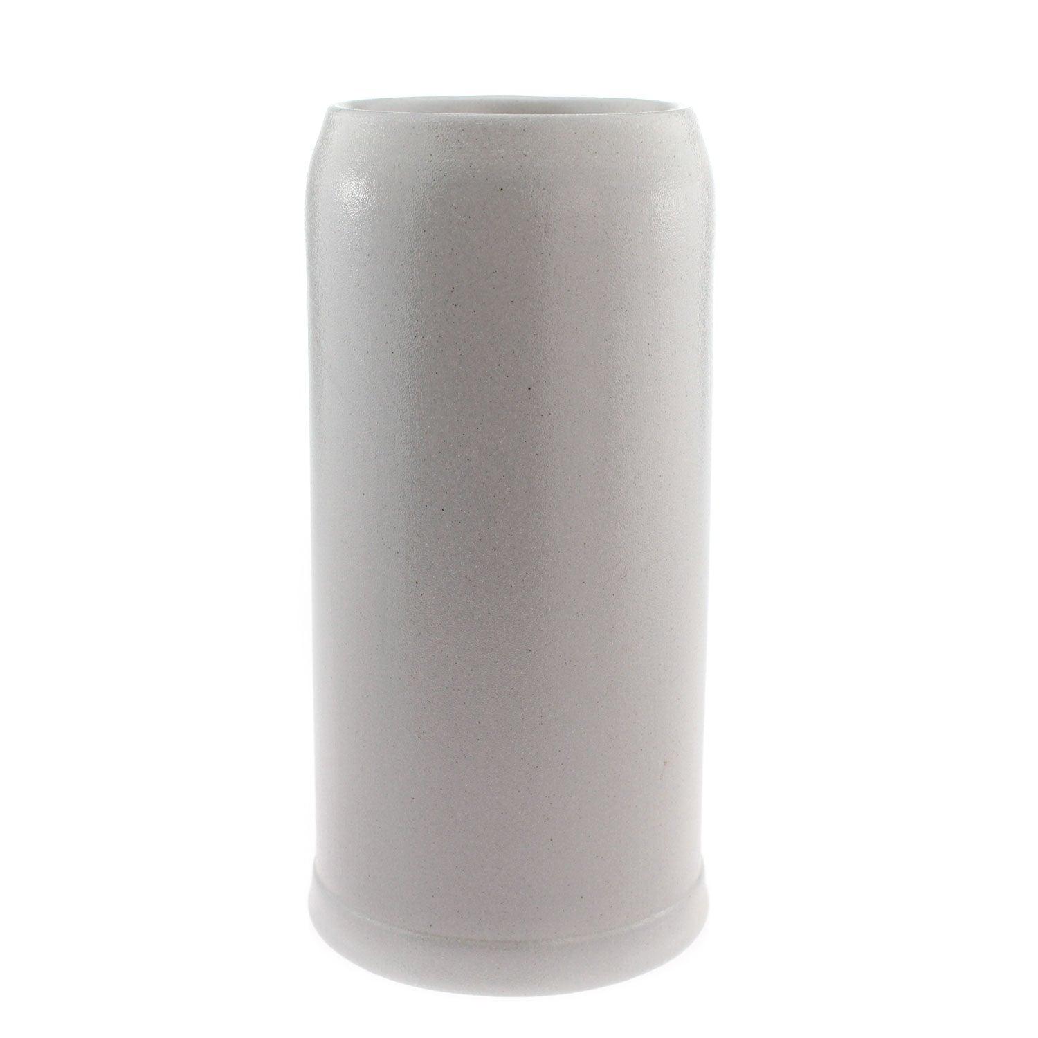 Salzglasierter Bierkrug aus Steinzeug mit geprägtem Bayern-Logo, bauchiger Form und Henkel, personalisierbar, 0,5 Liter.