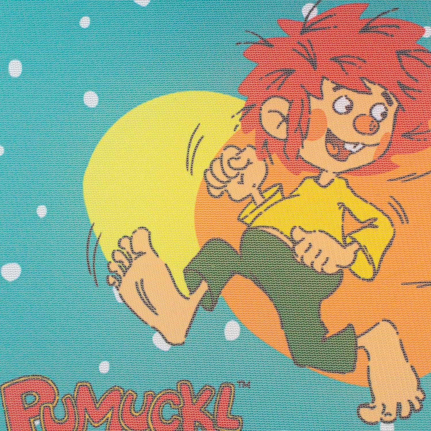 ®Pumuckl Auto Sonnenschutz mit fröhlichem Pumuckl, der bei strahlendem Sonnenschein lachend rennt