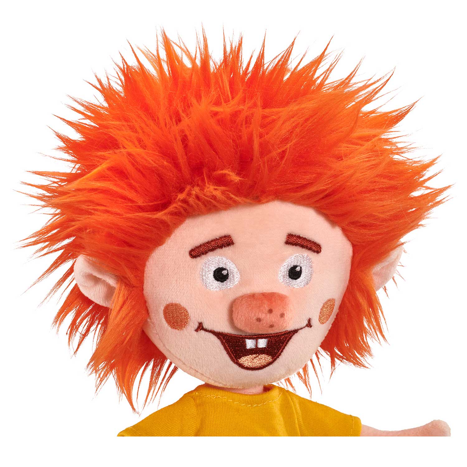 Offizielle Pumuckl-Plüschfigur als detailgetreue Klabauter-Nachbildung, ca. 28 cm groß, mit buntem Textilkörper.