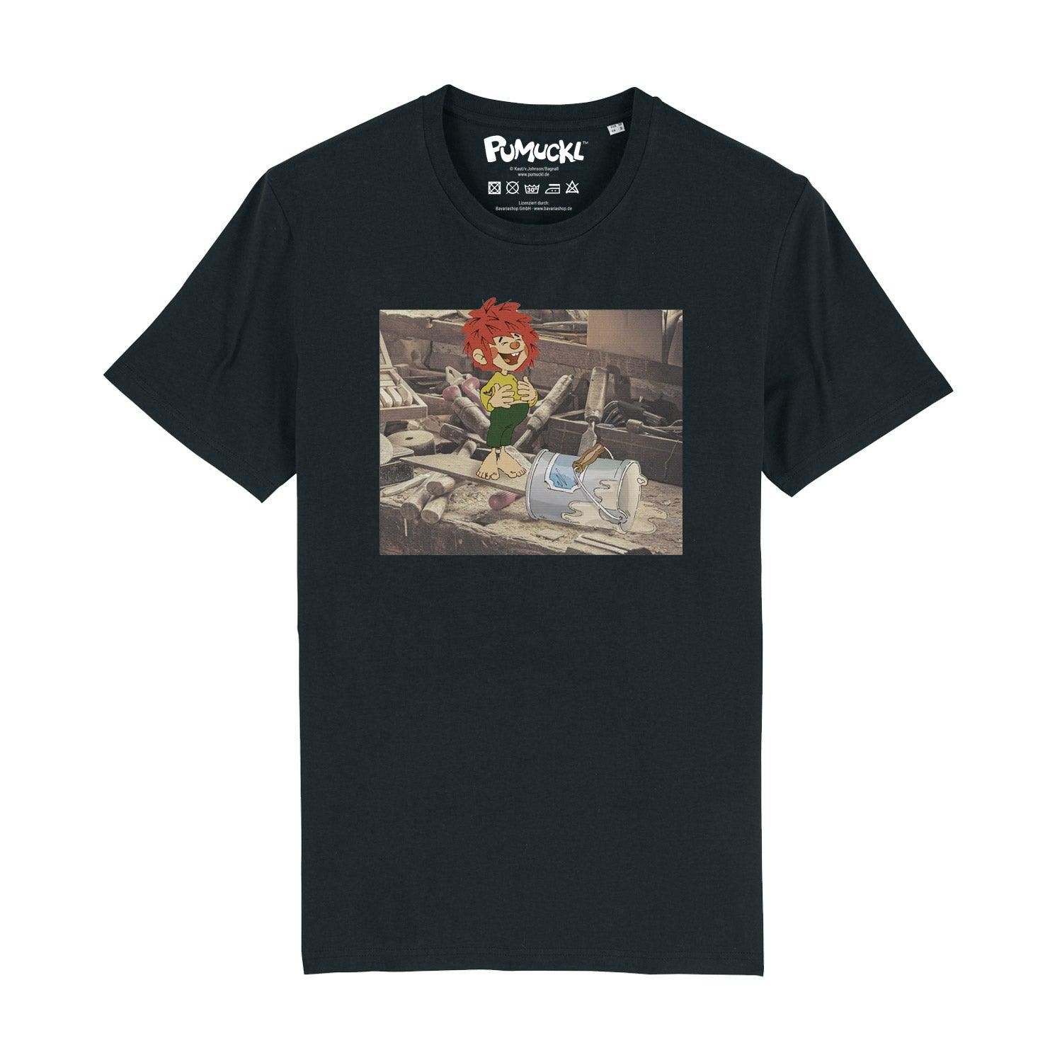 Herren-T-Shirt mit Pumuckl-Motiv in Retro-Optik aus 100 % Bio-Baumwolle, 180 g/m².