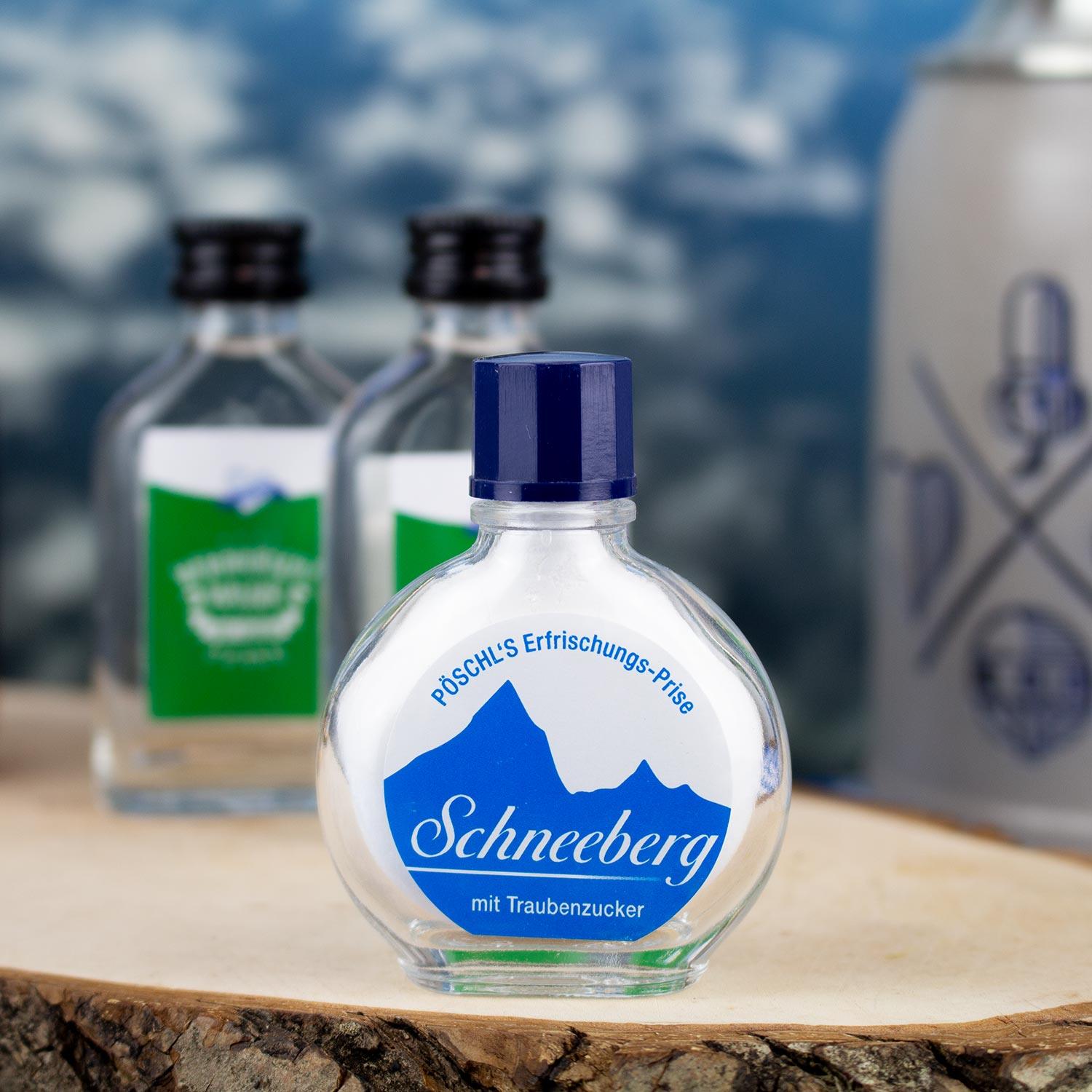 Fein gemahlenes, weißes Schnupfpulver mit frischem Menthol-Aroma in wiederverwendbarem Glasfläschchen, 10 g.