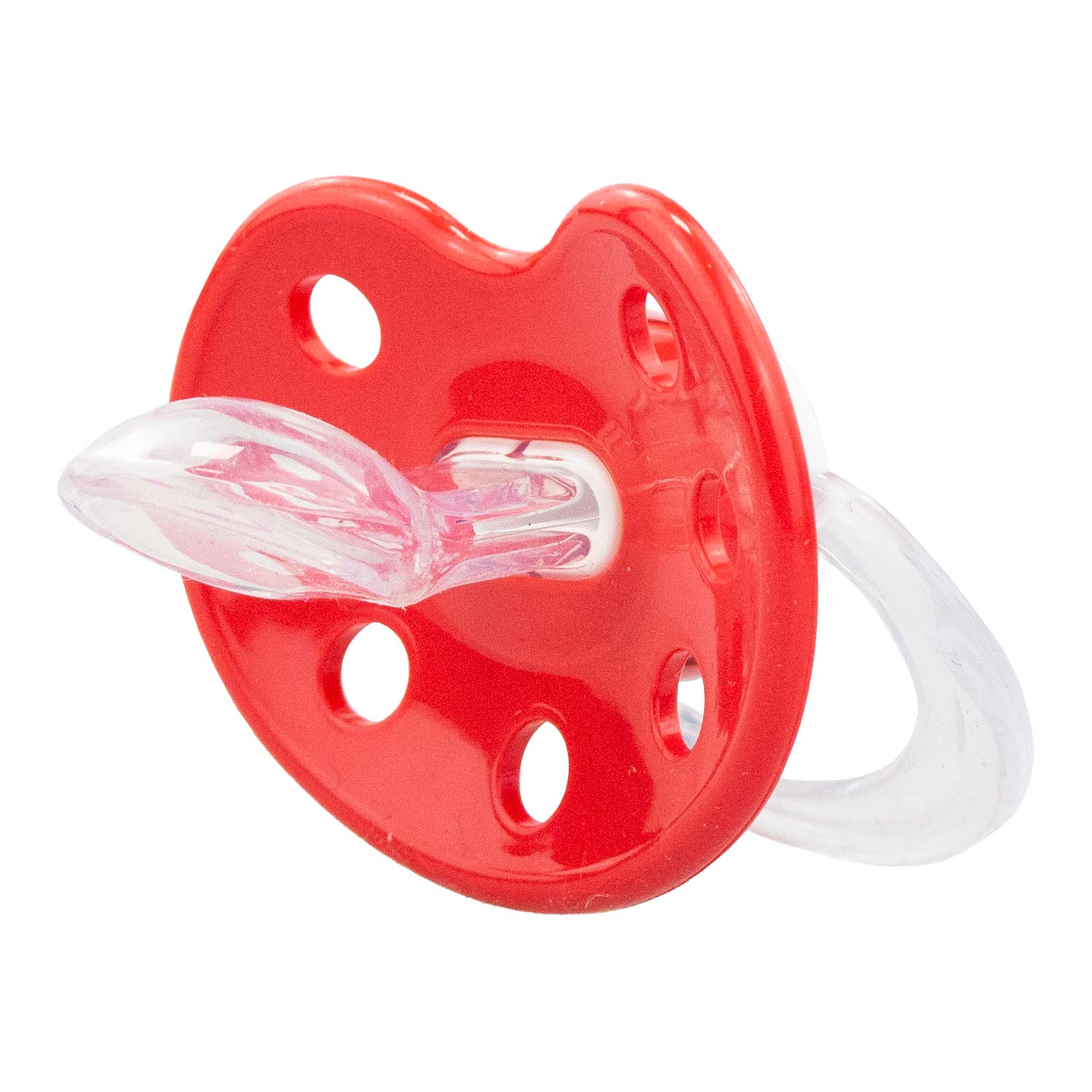 Pumuckl Schnuller Dizzl rot mit transparentem Griff und weichem, orthodontischem Silikonsauger für Babys
