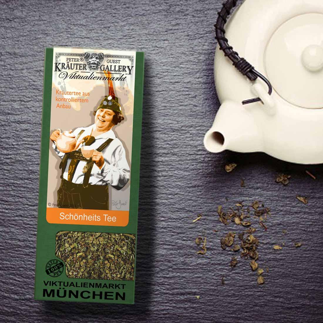 Loser Kräutertee in Naturmischung mit grünen, beigen und bräunlichen Pflanzenteilen, Inhalt 75 g.