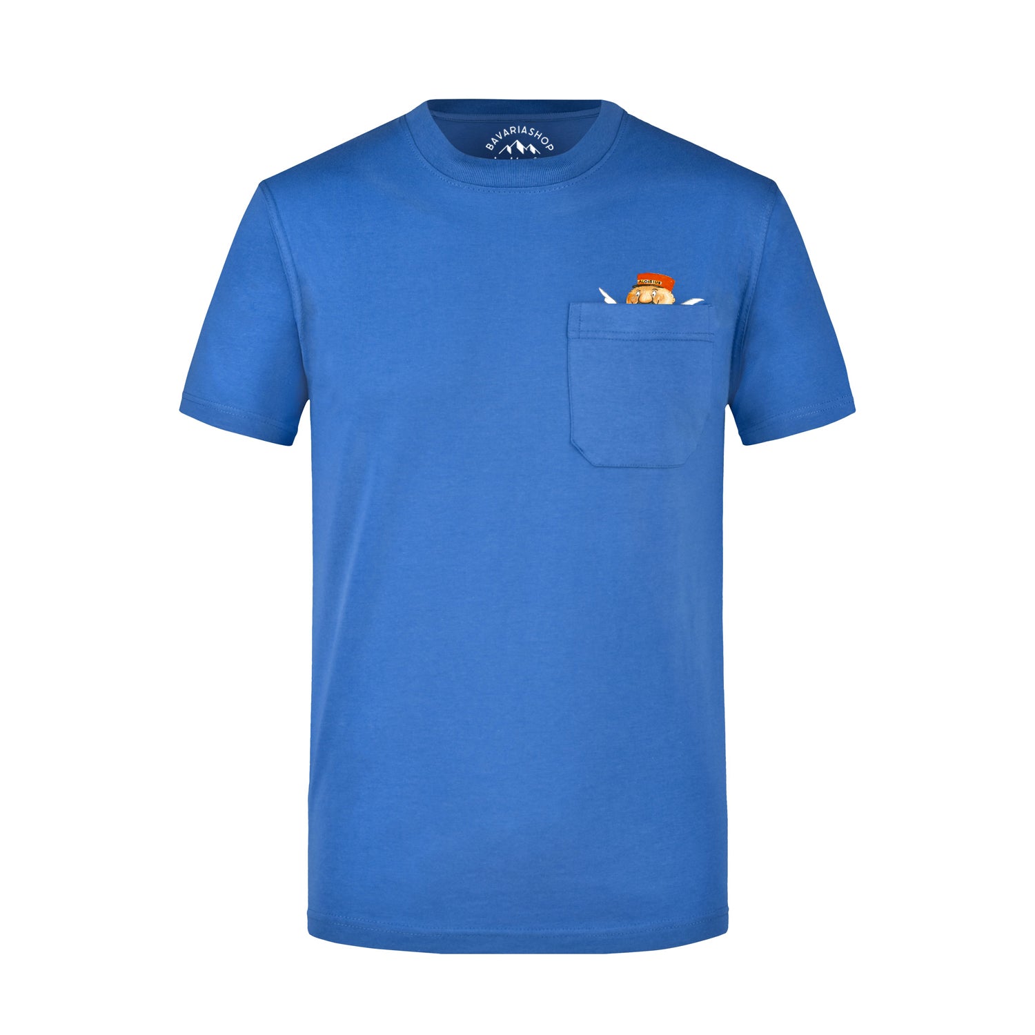 Unisex T-Shirt aus Baumwolle mit humorvollem Engel-Aloisius-Motiv, Brusttasche und Siebdruck.